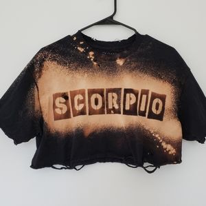 Scorpio Zodiac Destructed Acid Wash Crop Top